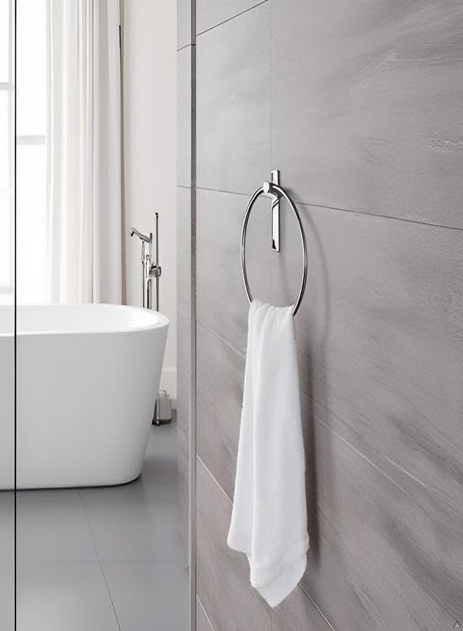 iSTAR Stainless Steel Self Adhesive Round Towel Ring | No Drilling Wall Mounted Bathroom Accessories | Durable Napkin Hand Towel Holder for Kitchen, Wash Basin, Home and Hotels (Chrome Finish) - Image 5